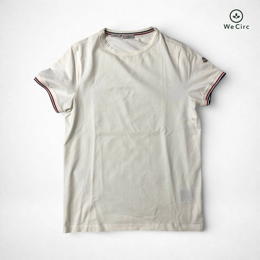 Moncler Basic Logo Shirt mit dreifarbigem Besatz Weiß M - Hauptansicht