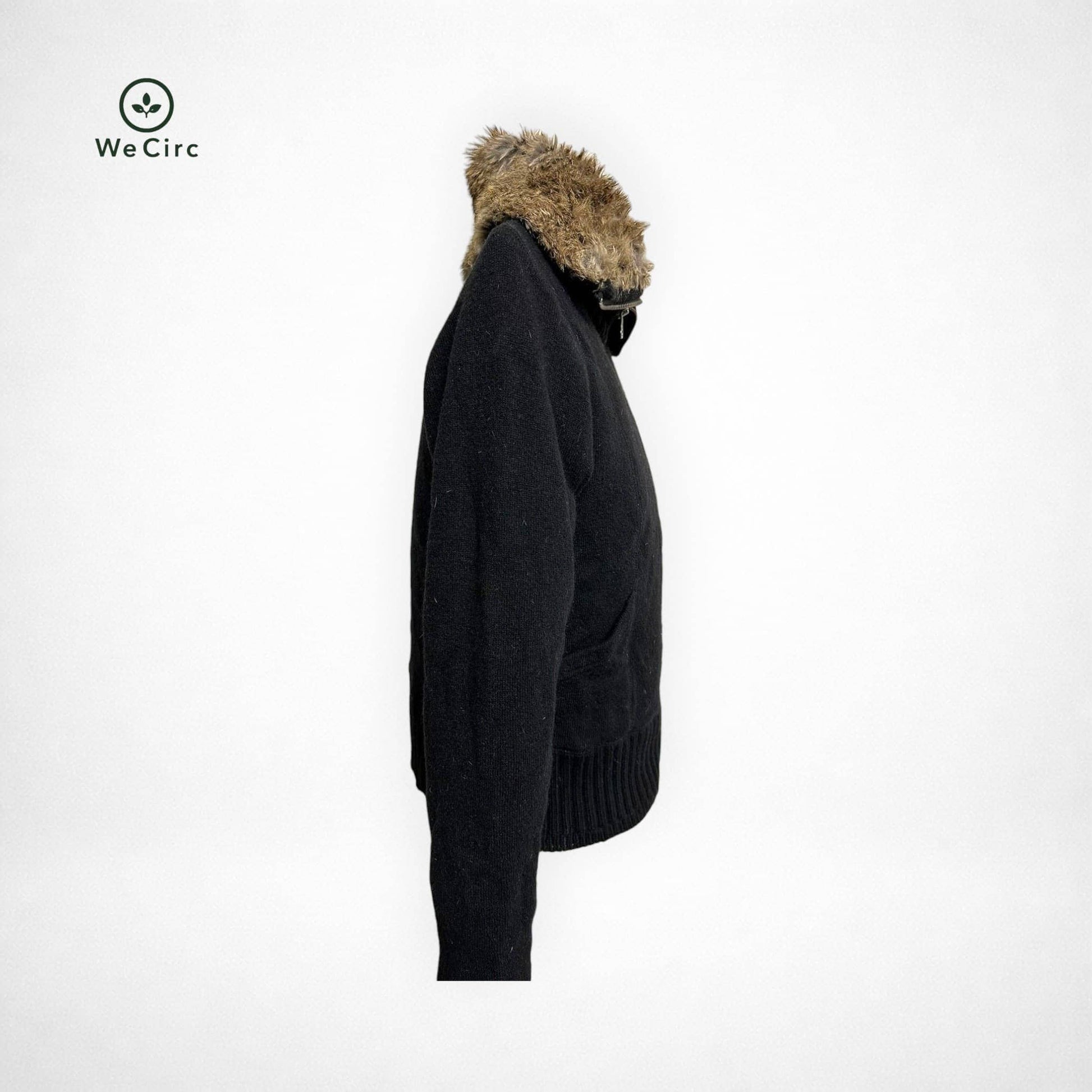 Strickjacke mit Fell Schwarz S - Detailbild