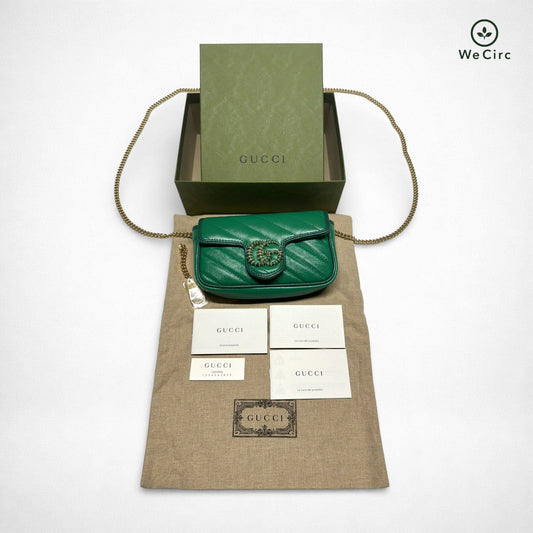 Gucci Marmont Mini Schultertasche Grün - Hauptansicht