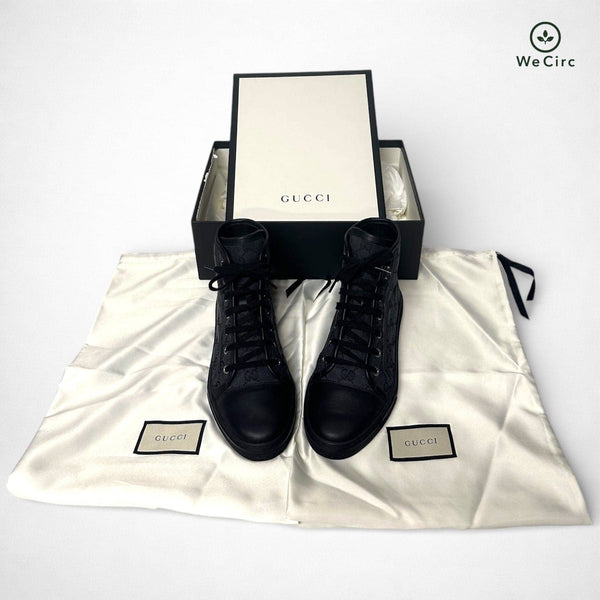 Baskets montantes GG en toile noire, pointure 37,5